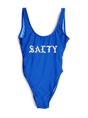Private Party SALTY Bold & Bright Electric Blue One Piece Swimsuit, sz. M/L